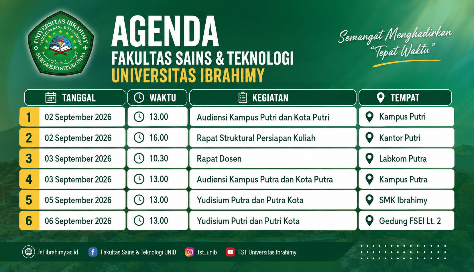Agenda Fakultas Sains dan Teknologi